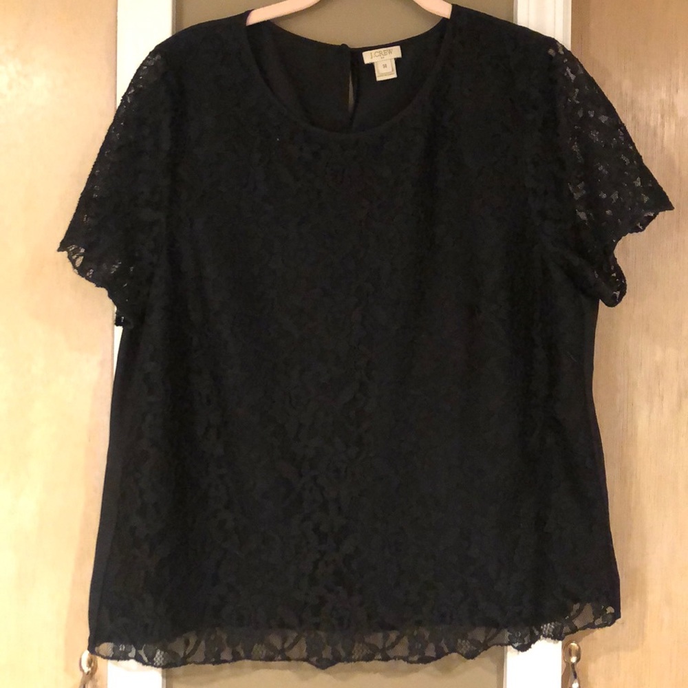 Authentic J Crew Black Lace Blouse Size 14